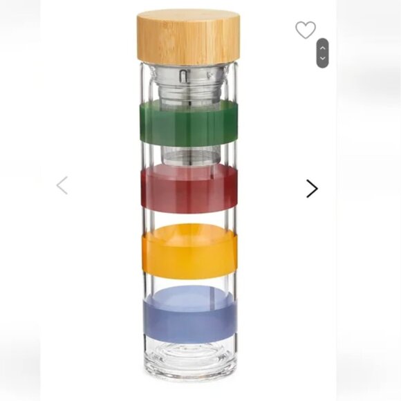 RARE! HBC Stripes Hudson's Bay Tea Infuser Glass Water Bottle NEW IN BOX! - Picture 1 of 12
